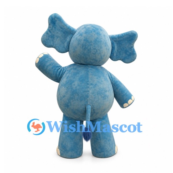 Blue Elephant Mascot Costume with Large Ears and Short Trunk