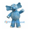 Blue Elephant Mascot Costume with Large Ears and Short Trunk