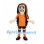 Wrestler Mascot Costume with Orange Mask and Long Black Hair