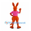 Orange Kangaroo Mascot Costume with Pink Shirt