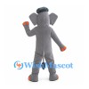Gray Elephant Mascot Costume with Black Cap and White Tusks
