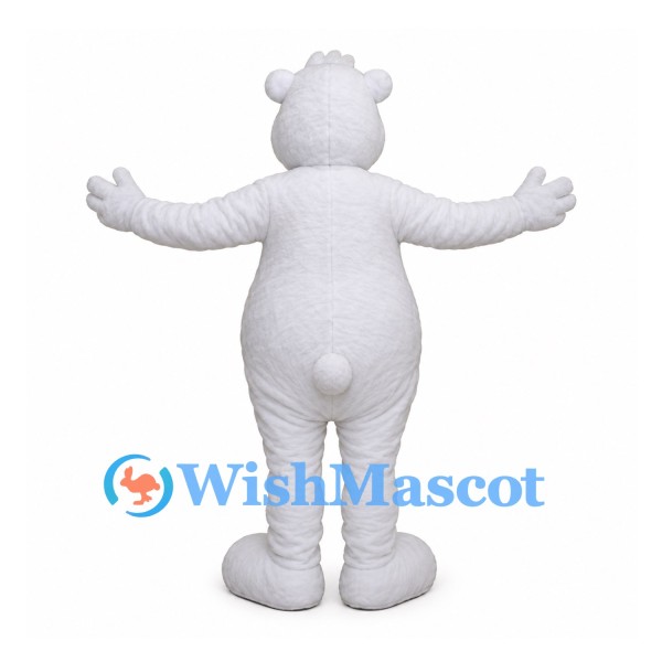 Polar Bear Mascot Costume in White with Open Mouth