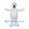 Polar Bear Mascot Costume in White with Open Mouth