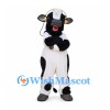 Black and White Cow Mascot Costume with Headphones