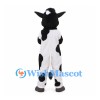 Black and White Cow Mascot Costume with Small Horns