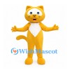 Yellow Cat Mascot Costume with White Chest and Bow
