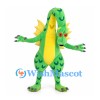 Green Dragon Mascot Costume with Yellow Belly and Back Spikes