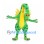 Green Dragon Mascot Costume with Yellow Belly and Back Spikes