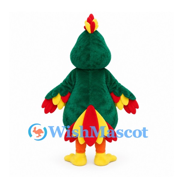 Green Parrot Mascot Costume with Red and Yellow Wings
