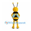 Bee Mascot Costume in Yellow and Black with Blue Wings