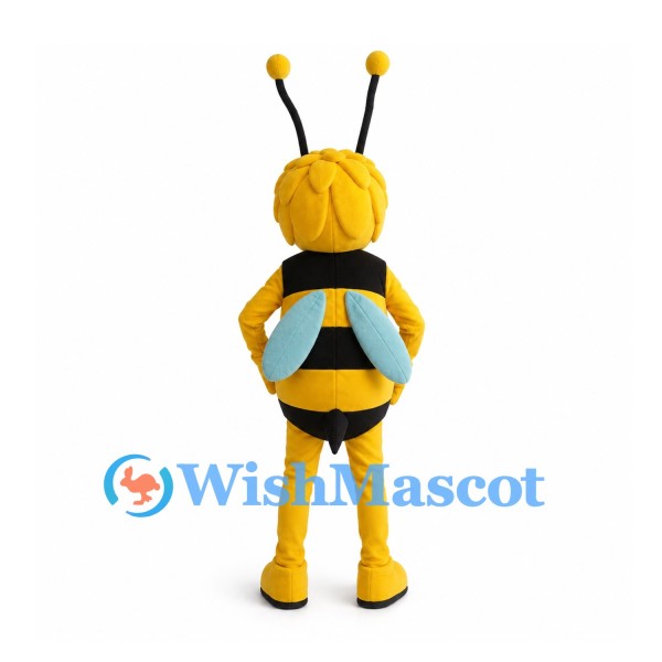 Bee Mascot Costume in Yellow and Black with Blue Wings