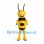 Bee Mascot Costume in Yellow and Black with Blue Wings