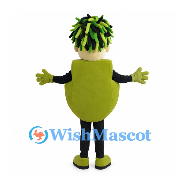 Green Monster Mascot Costume with Leaf-Like Hair