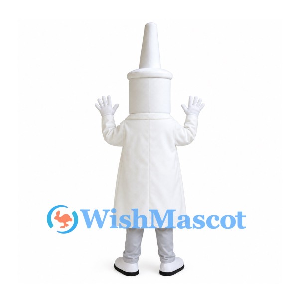 Syringe Mascot Costume with Glasses and White Lab Coat