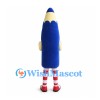 Blue Pencil Mascot Costume with Red and White Striped Socks
