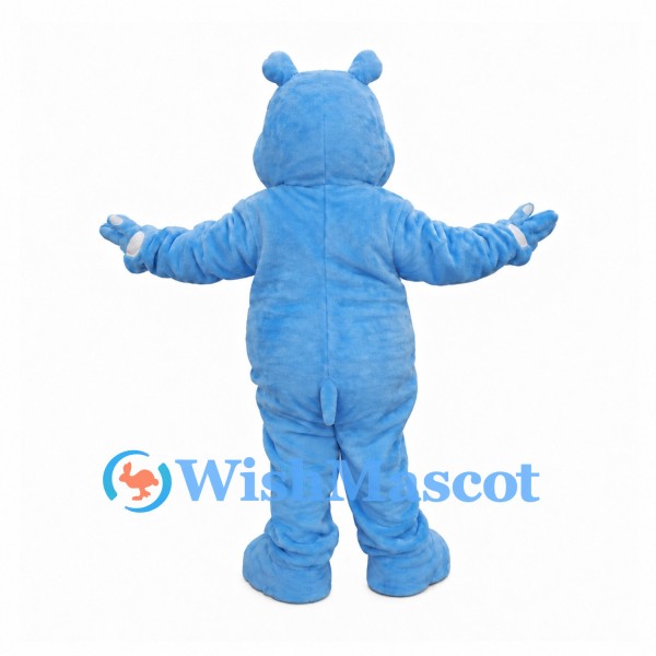 Blue Hippo Mascot Costume with Small Round Ears