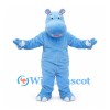 Blue Hippo Mascot Costume with Small Round Ears