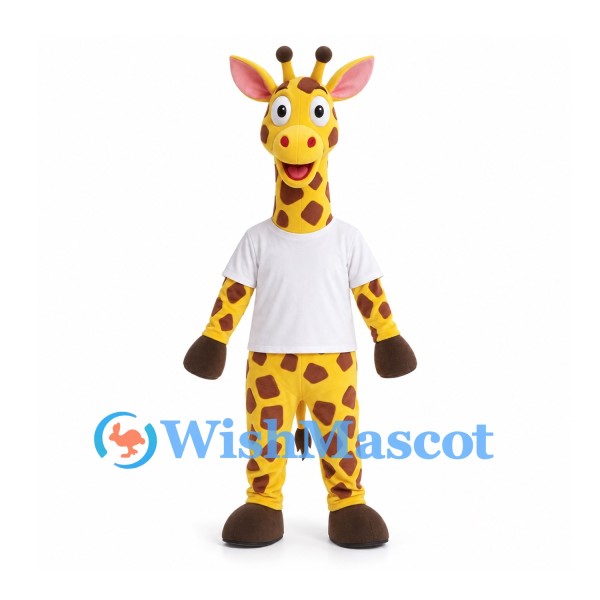Giraffe Mascot Costume with White T-Shirt