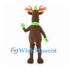 Reindeer Mascot Costume with Green Hat and Scarf