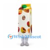 Tropical Fruit Juice Carton Mascot Costume with Green Cap