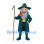 Wizard Mascot Costume with Teal Robe and Long Gray Beard