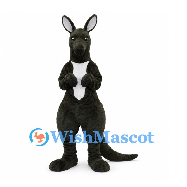Black Kangaroo Mascot Costume with White Chest