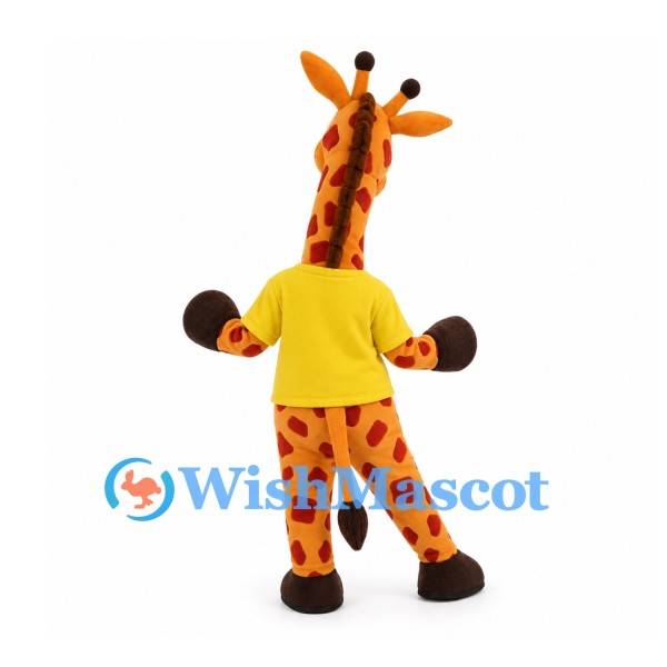 Giraffe Mascot Costume with Yellow T-Shirt