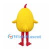 Yellow Chick Mascot Costume with Red Legs and Small Comb