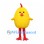 Yellow Chick Mascot Costume with Red Legs and Small Comb