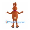 Brown Rabbit Mascot Costume with Purple Bow Tie