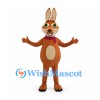 Brown Rabbit Mascot Costume with Purple Bow Tie