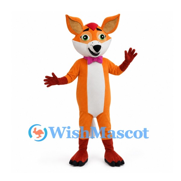 Orange Fox Mascot Costume with Purple Collar