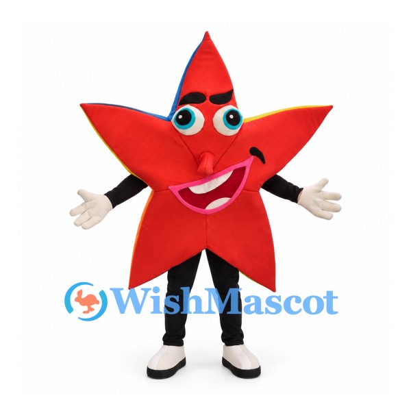 Red Star Mascot Costume with Black Legs