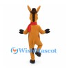 Horse Mascot Costume with Brown Cowboy Hat and Red Bandana