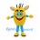 Yellow Monster Mascot Costume with Blue Limbs and Small Horns