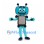 Robot Mascot Costume in Turquoise with Gray Screen Head