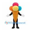 Ice Cream Cone Mascot Costume with Colorful Scoops