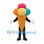 Ice Cream Cone Mascot Costume with Colorful Scoops