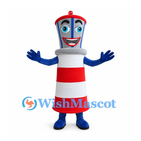 Lighthouse Mascot Costume with Red and White Stripes