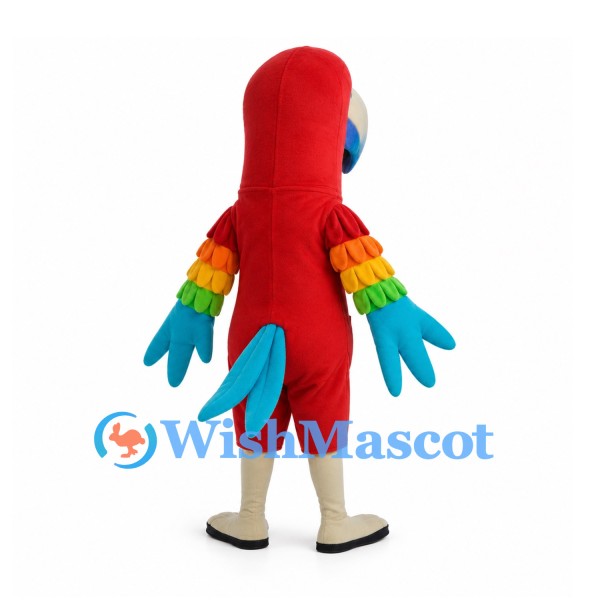 Red Parrot Mascot Costume with Rainbow Wings