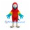 Red Parrot Mascot Costume with Rainbow Wings