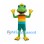 Frog Mascot Costume with Yellow Hat and Striped Shirt