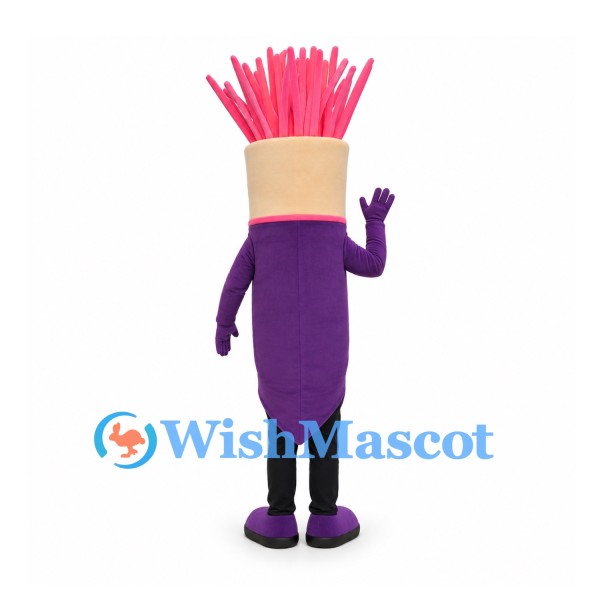 Paintbrush Mascot Costume with Pink Bristles and Purple Handle