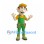 Handyman Mascot Costume with Green Overalls and Tool Belt