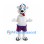 Polar Bear Mascot Costume with Blue Cap and Striped Shorts