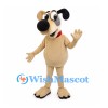Beige Dog Mascot Costume with Black Ears and Red Collar