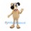 Beige Dog Mascot Costume with Black Ears and Red Collar