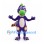 Purple Dragon Mascot Costume with Green Snout and Striped Tail