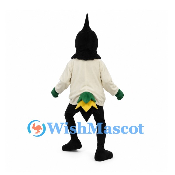 Black Bird Mascot Costume with Cream Sweater