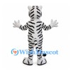 White Tiger Mascot Costume with Black Stripes